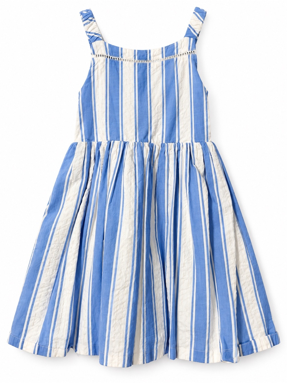 Tahari Girls Blue White Striped Tiered Sundress Size 5 Ruffle Strap